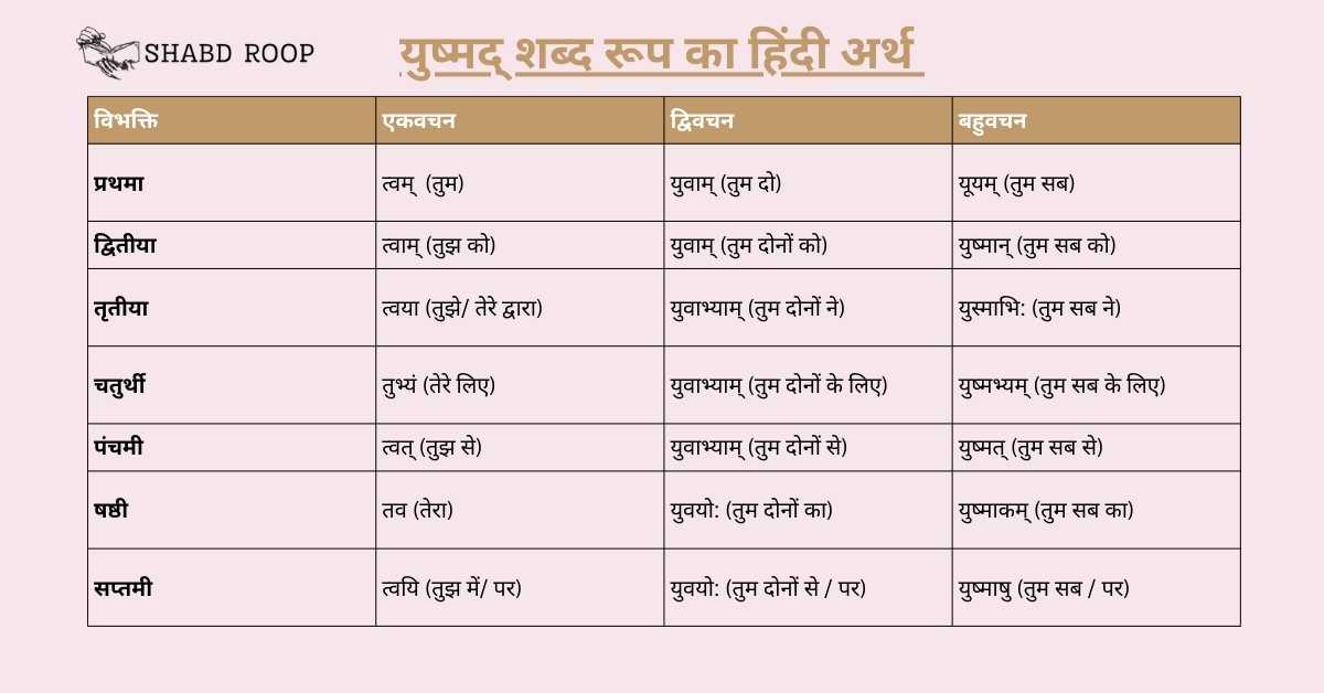 Yusmad Shabd Roop In Sanskrit - Free PDF Inside